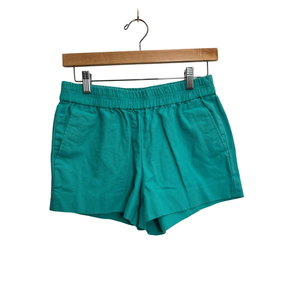 J.Crew Turquoise Green Cotton Canvas Elastic Waist Pull On Shorts Size 2
